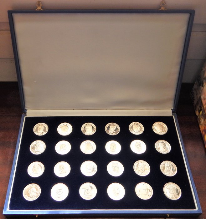 委内瑞拉 - Caciques de Venezuela siglo XVI - Colección completa de 24 medallas 1959 - Raras - 纯银