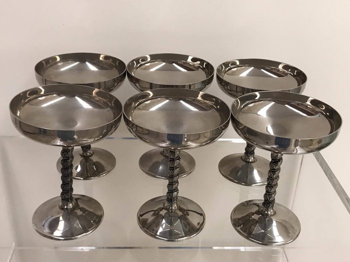 2R Silverplate Bologna - Sheratonn Italy - N 6 Cups for ice cream (6) - Silver Plated