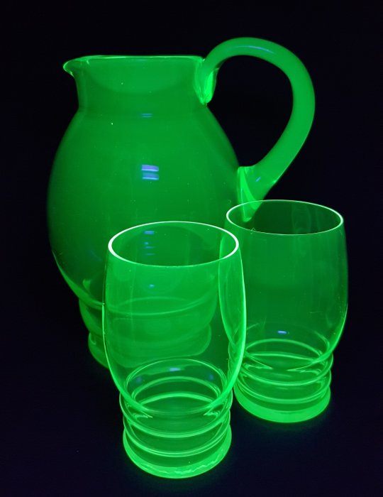 A.D. Copier - Royal Leerdam - Water set "Hendrik" - Water jug with glasses - Uranium glass