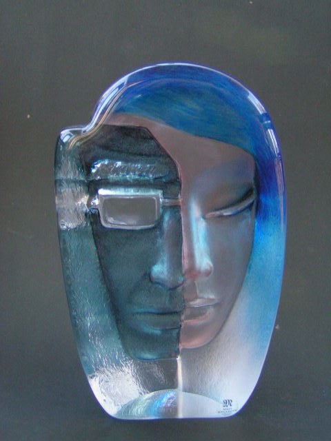 Mats Jonasson - Mats Jonasson målerås - Sculptura de cristal "Două fețe" (1) - cristal