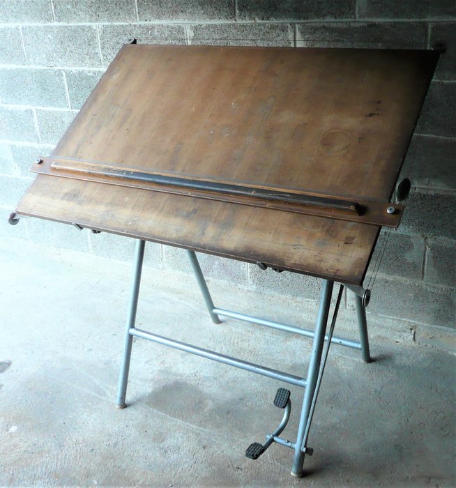 Mercury - Vintage Architect Drawing Table - Metal/Wood