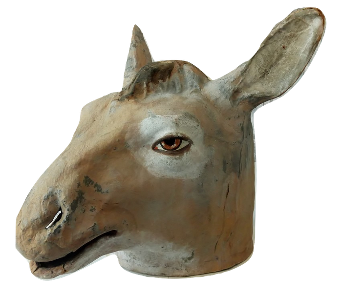 Antiek Carnaval Theater Donkey Mask - Papier-maché