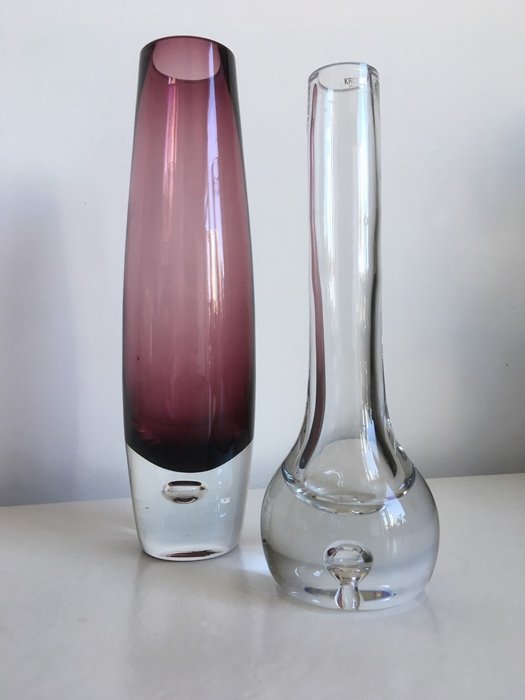 Krosno Poland - Vases avec bulle d'air (2) - Verre