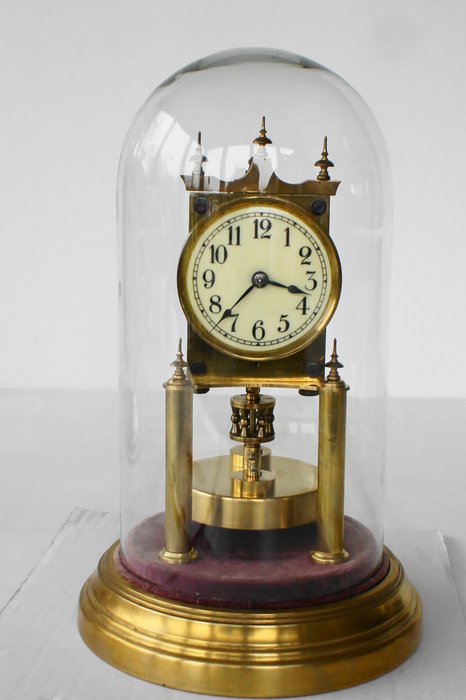 週年紀念時鐘 - gustav becker - 玻璃, 絲絨, 銅 - 20世紀上半葉