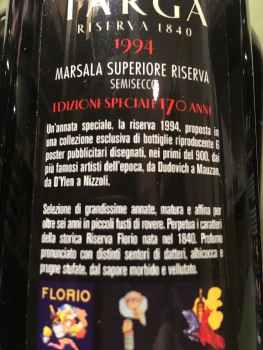 1994 Florio Marsala Targa Riserva 1840 6 Bouteilles 0 75 Catawiki
