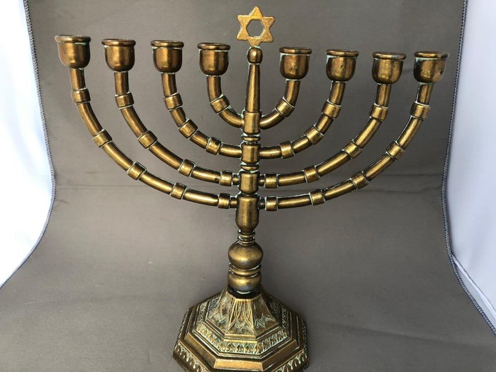 Hanukkah jødiske lysestage - Bronze, Messing