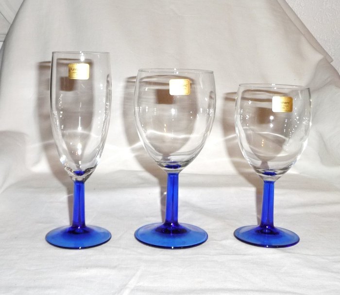 LUMINARC - Ocean Saphir - Champagne glass, wine glass, water glass (18) - Stained glass