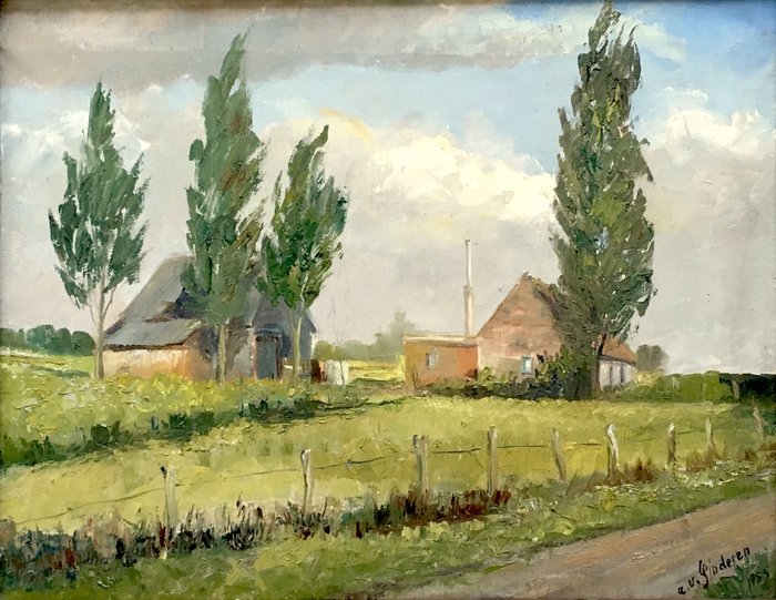 Alfons Van Ginderen (1918-2012) - Polderlandschap met hoeve