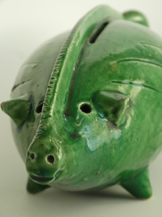 Workum - 古色古香的弗里斯兰小猪银行绿色铅搪瓷 - 陶器
