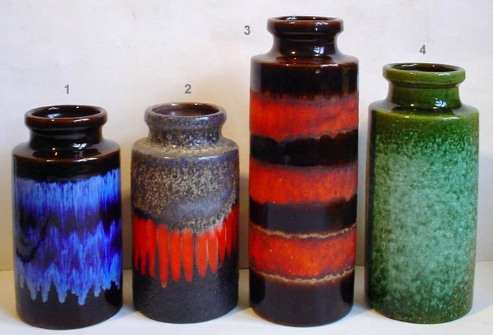Scheurich - Cztery cylindryczne wazy W. Niemcy - Ceramika