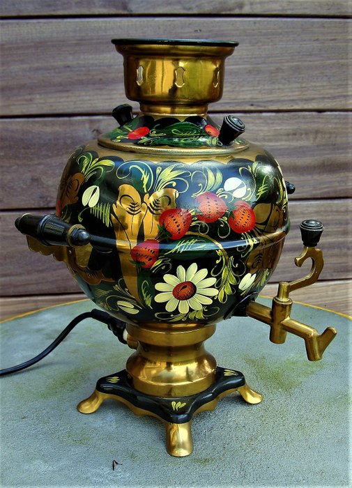 COC 3 - Antique electric hand-painted samovar - Copper