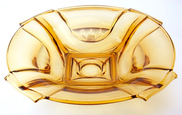 August Walther - Large amber-colored Art Deco 'Sigrid' bowl - Glass