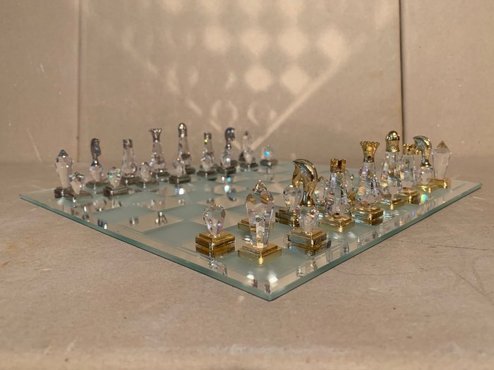 Verre de bohème, jeu d'échecs en cristal - Cristal, Verre