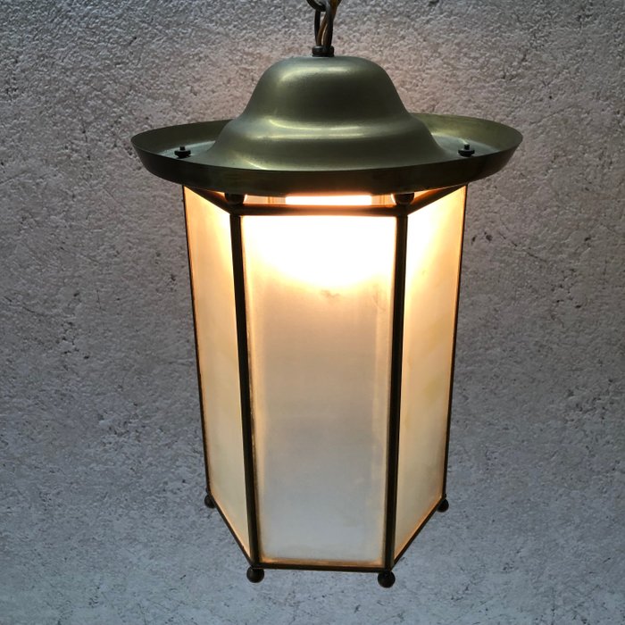 Verrassend Hexagon Hal Lamp Lantern with matted Glass (1) - Brass - Catawiki QY-01