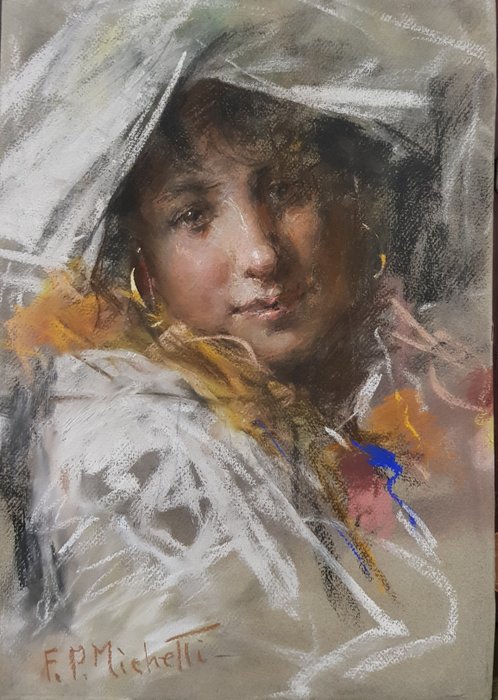 Francesco Paolo Michetti (1851- 1929) - Ritratto di donna 