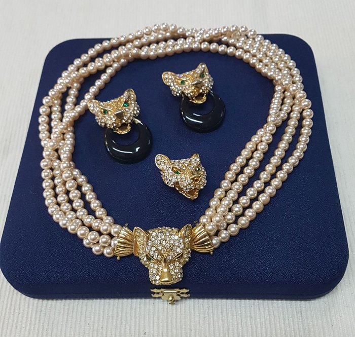 Bijoux Cascio Guldpläterad - Halsband, örhängen, brosch, Set