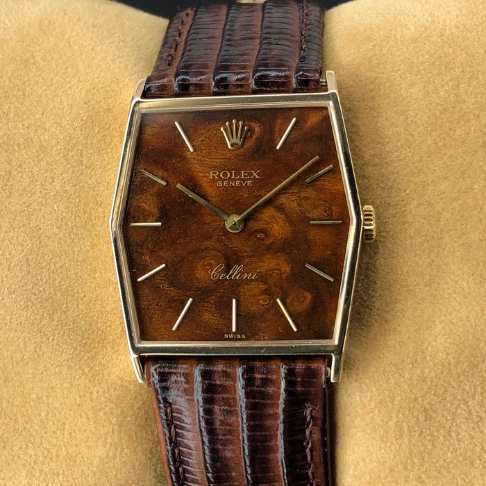 Rolex - Cellini Brown Wood Dial Hexagonal - 4122 - Unisex - 1980-1989