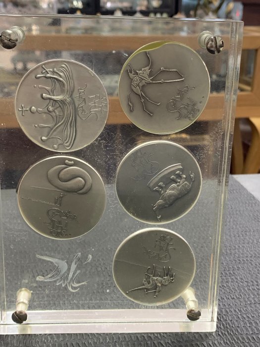 Salvador Dali 5 Medalhas 1975 Mandamentos - Prata - Espanha - 1950-1999