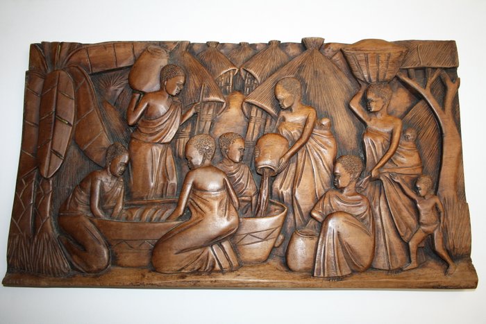 Afine lemn sculptură în relief (1) - Lemn