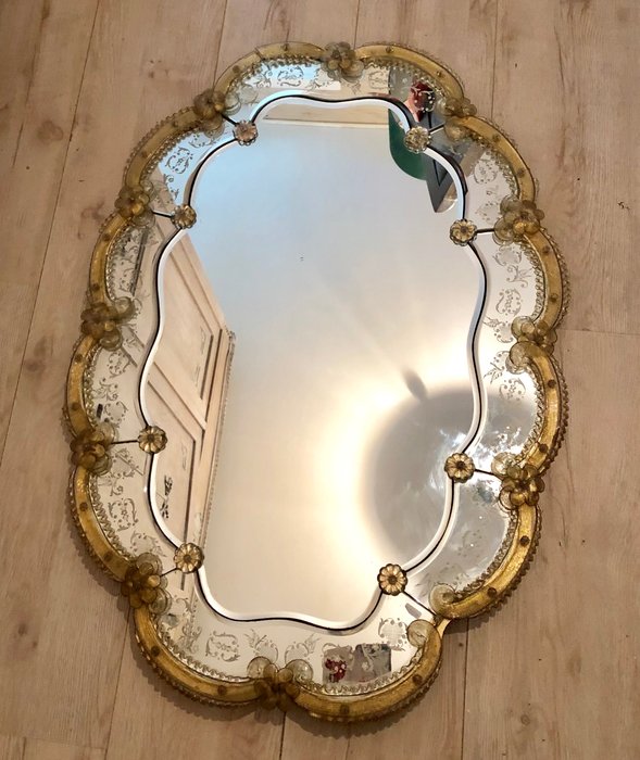 Murano - Espelho veneziano com flores