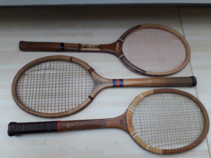 3 very old tennis rackets (3) - Wood