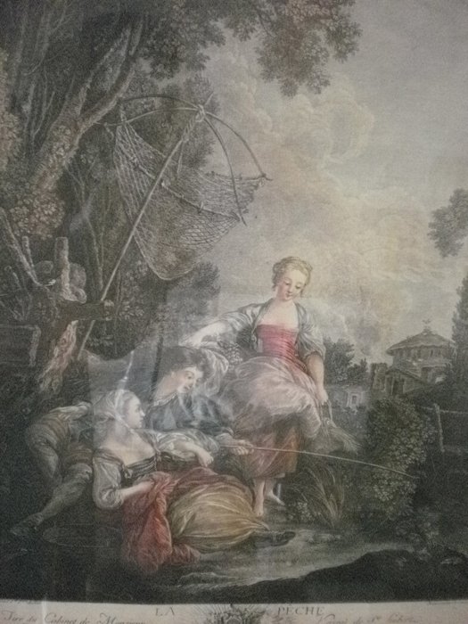 Jacques Firmin Beauvarlet  (1731-1797) d'après Francois Boucher - La Pêche
