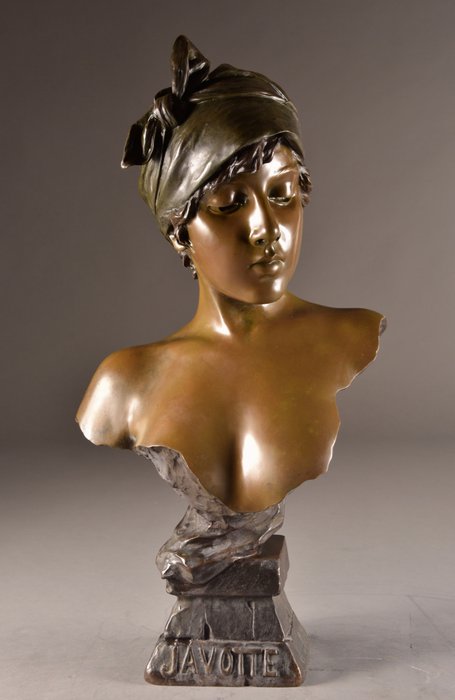 Emmanuel Villanis (1858 - 1914) - Grande busto 'Javotte' (61 cm) (1)
