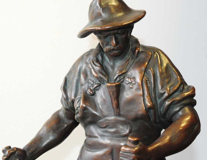 Friedrich Johann Reusch (1843-1906) - Bronze figure steel worker (1) - Bronze - late 19th century