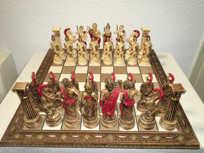 Grande jogo de xadrez deuses gregos (13,5 centímetros de altura!) - Cerâmica