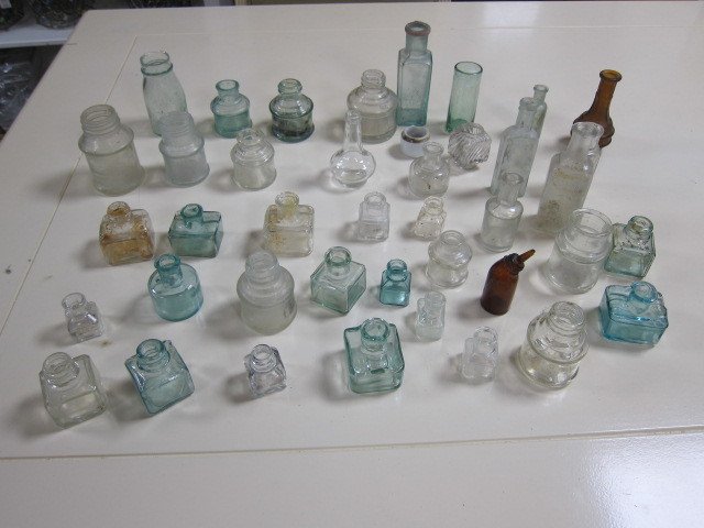 oude flesjes, inktpotjes etc (41) - Glas