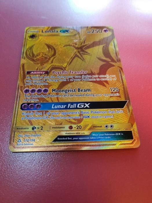 pokemon Karte  - Pokémon - Trading card Lunala GX GOLD 172/156 Sammlerobjekt - 2018
