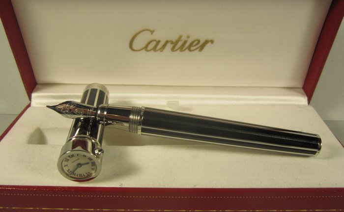 Cartier - Rare fountain pen with clock 