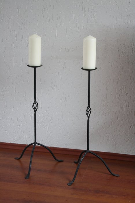 High Standing Candlesticks With Candles 2 Iron Catawiki