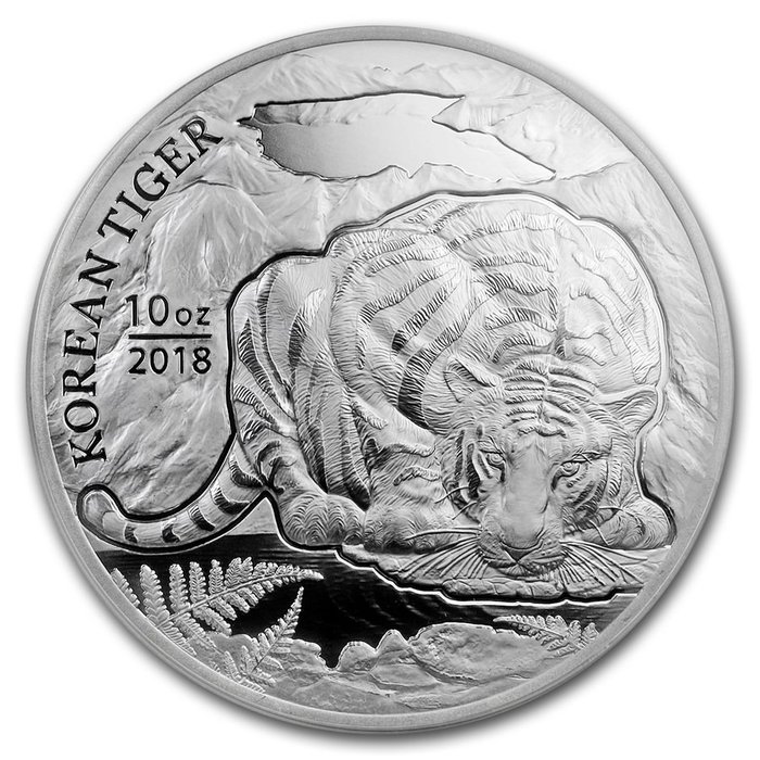 韓國 - 2018 Komsco Mint - 'Korea Tiger' 10 oz Erste Ausgabe  - 銀