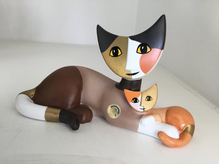 Rosina Wachtmeister Goebel - 与小猫的母亲猫 - 瓷
