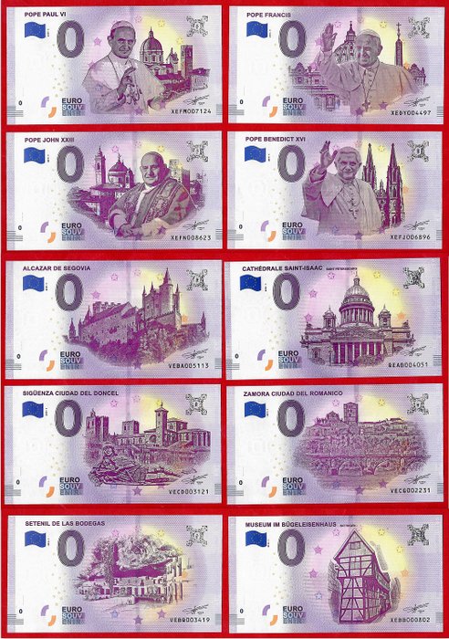 0 EURO BANKNOTE 2019 Pope Francis and Pope Benedict