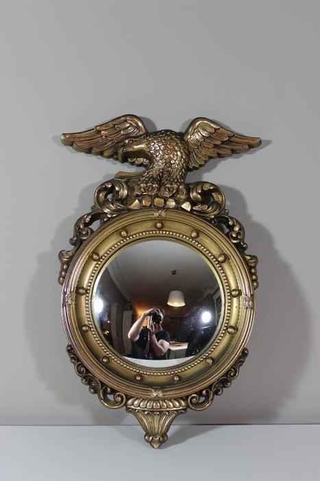 Vintage American Federal Style Eagle convex mirror (1) - Woodpulp