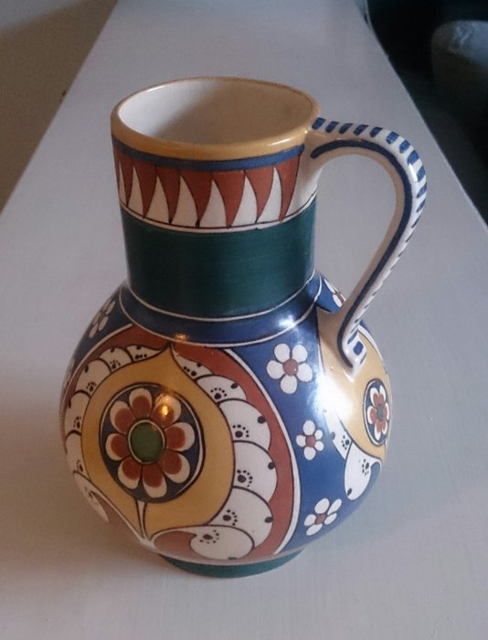 Jan Vet - Arnhem Holland Lindus - Ceramic plateel vase 1915 (1) - Earthenware