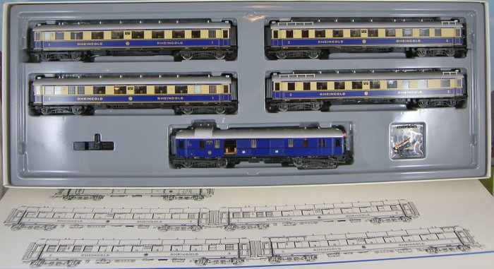 Märklin H0 - 4228 - Vagón de viajeros - Set de 5 piezas para entrenador "Rheingold Express" - DRG