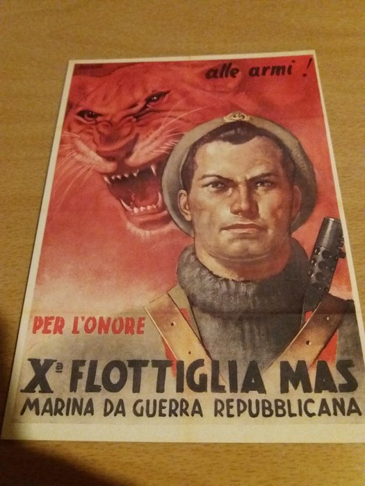 意大利 - ww2法西斯海报的明信片, 文件