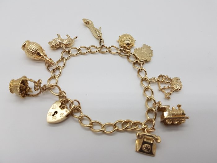 B GOLD 9ct Hallmark Mine Charm Vintage Charm Bracelet Pendant Gift