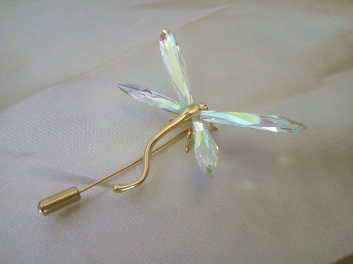 Swarovski dragonfly brooch - Silver gilt