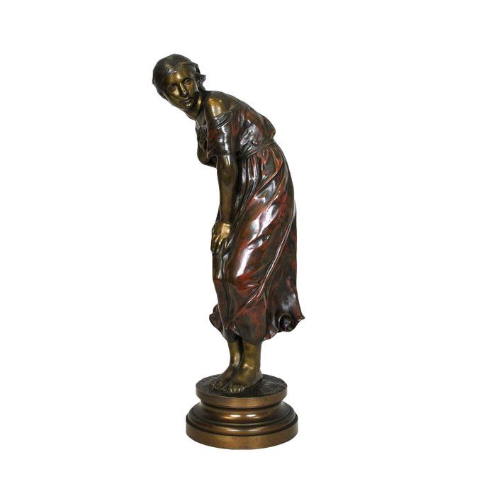 Leon Pilet (1840-1916) - “大风” -  60厘米, 雕塑 - 黄铜色 - 19世纪末