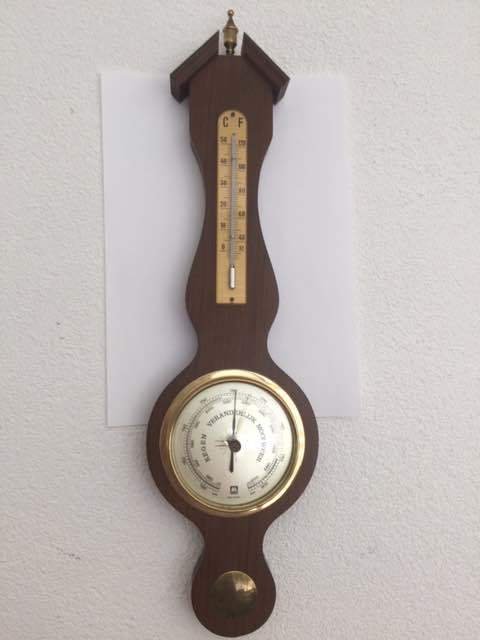 Huger - Barometer, Termometer (1) - Messing, Træ - Valnød