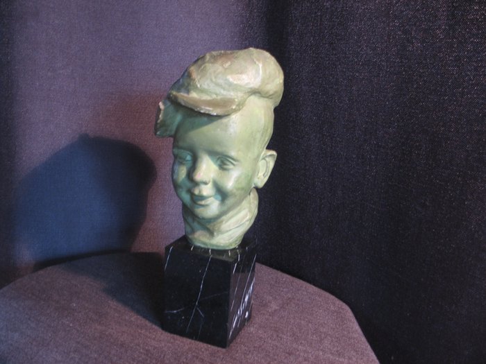 Ernest Patris - Bust artist tânăr belgian belgian - Marmură, tencuială