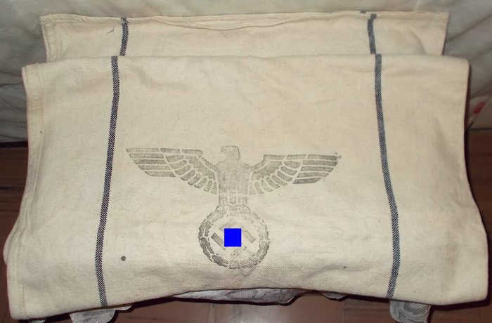 Saksa - Laukku, jossa logo ja merkinnät Datè 1943 - Lisävarusteet, Saksan jauhosäkki WW2: n kolmas valtakunta - 1943