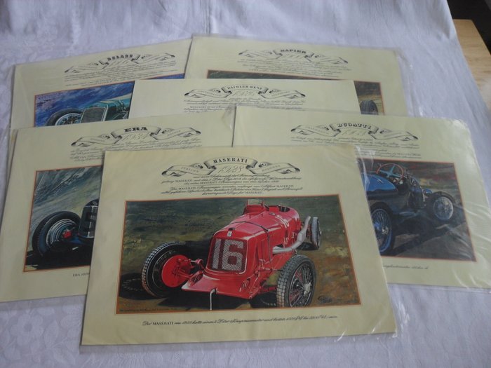 Kunstdrucke vonE. Kühn Oldtimer, und Aral Oldtimeralbum - Maserati,Bugatti,Bentley,BMW,Mercedes,viele andere - 1970-1975 (26 Objekte) 