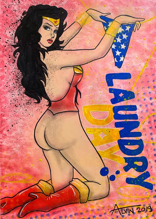 Alvin Silvrants - Sexy Wonder Woman naked butt Laundry Day