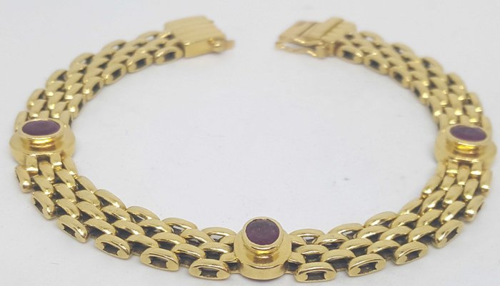 18 kt. Yellow gold - Bracelet - 1.30 ct Ruby for sale  London