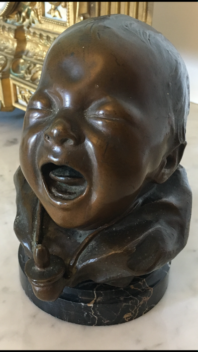 Bernardo Balestrieri (1884-1965) - 寶寶在哭 - 青銅色 - 約1920